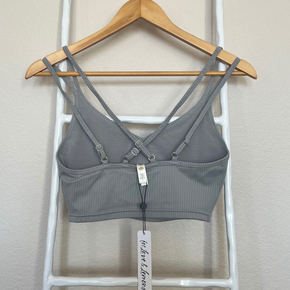 For Love & Lemons Ribbed Sports Bra Crop Top | Gray | Size M New with tags - nev